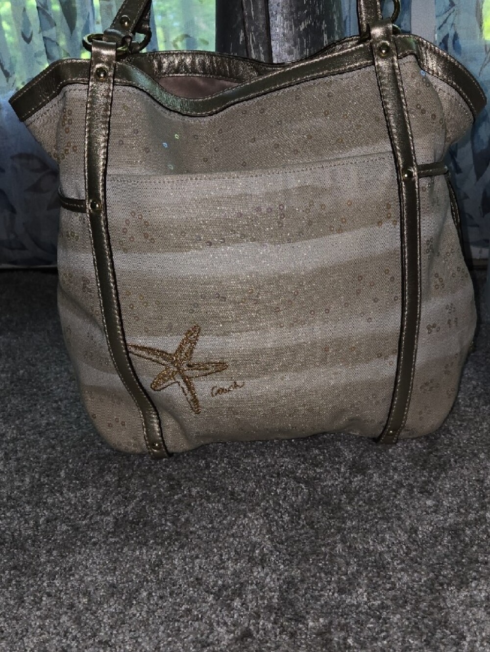 Coach Metallic Gold Sunflower Tote - Picture 6 of 12